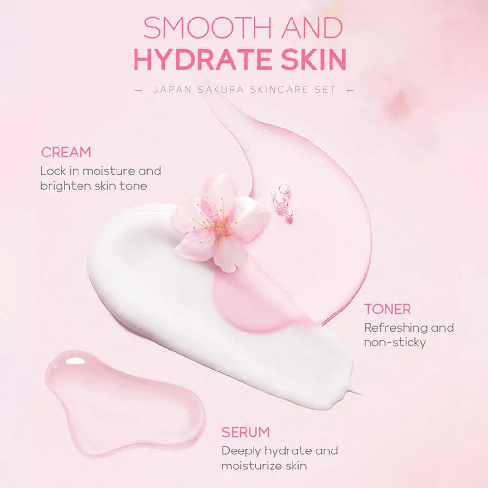 5/3 pz/set Sakura Set Per La Cura Della Pelle Crema Per Il Viso Siero Toner Detergente Per Il Viso Crema Solare Crema Per Gli Occhi Confezione Regalo Viso Set Per La Cura Della Pelle Prodotto