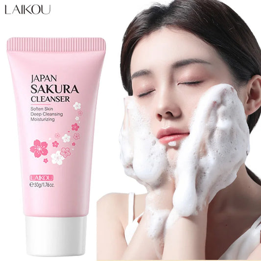 LAIKOU Detergente schiumogeno viso Pulizia profonda Controllo olio Idratante Rimozione punti neri Cura della pelle Detergente schiuma per il lavaggio del viso