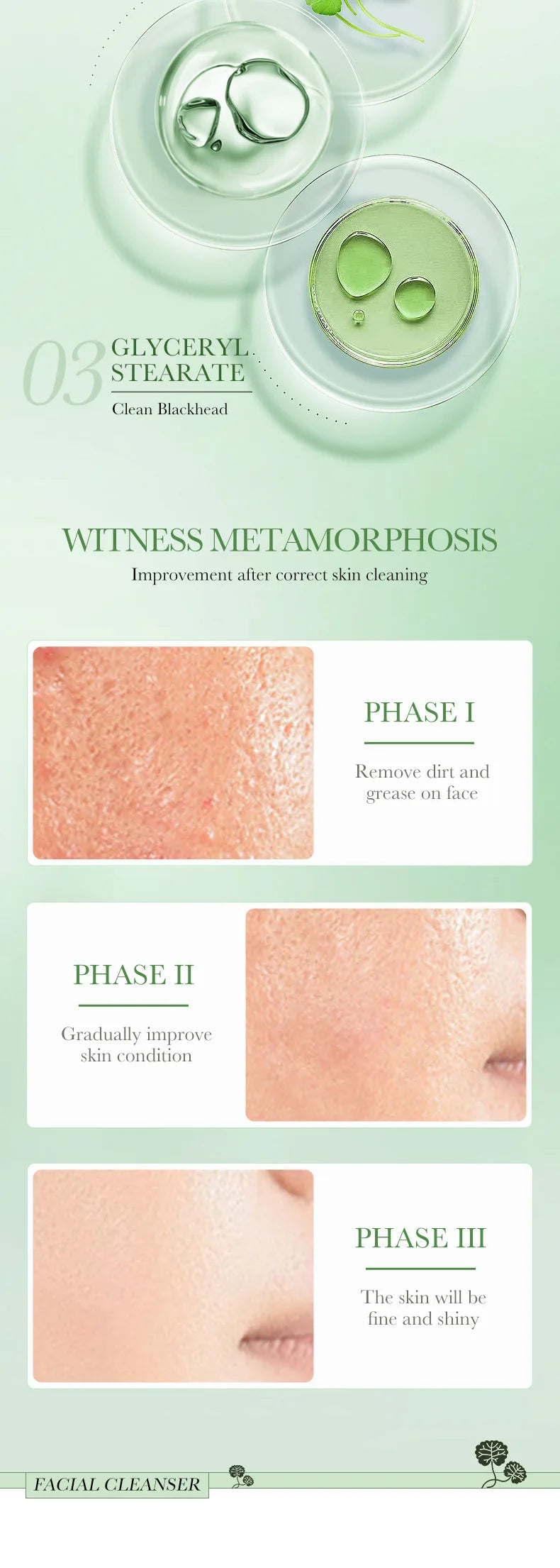 BIOAQUA Centella Asiatica Detergente viso Idratante Controllo olio Pulizia viso Schiuma detergente viso Detergente viso Cura della pelle