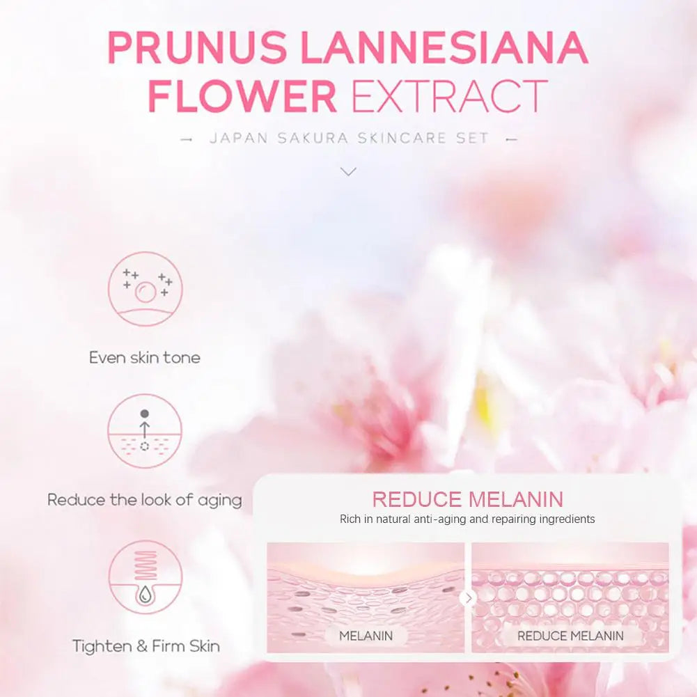 5/3 pz/set Sakura Set Per La Cura Della Pelle Crema Per Il Viso Siero Toner Detergente Per Il Viso Crema Solare Crema Per Gli Occhi Confezione Regalo Viso Set Per La Cura Della Pelle Prodotto