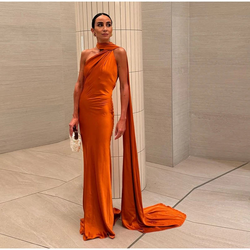 Elegante nastro solido Abito da donna con scollo all'americana con spalle scoperte Senza maniche Backless Slim Abiti lunghi femminili 2025 Estate New Chic Lady Robe