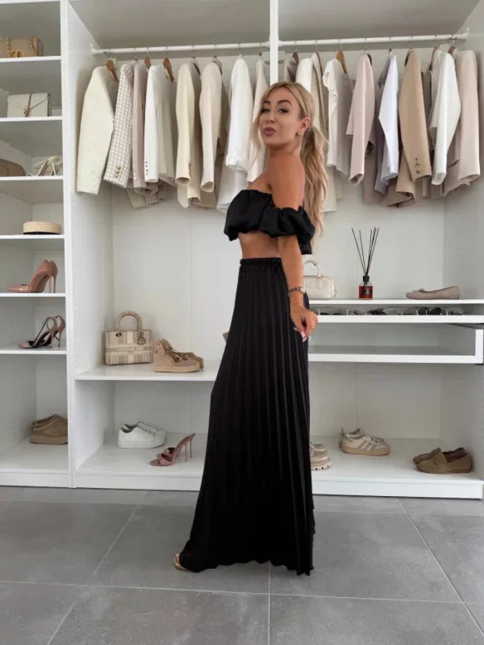 2025 moda estiva nuova donna elegante abito senza spalline casual tinta unita temperamento pantaloni elastici pieghevoli