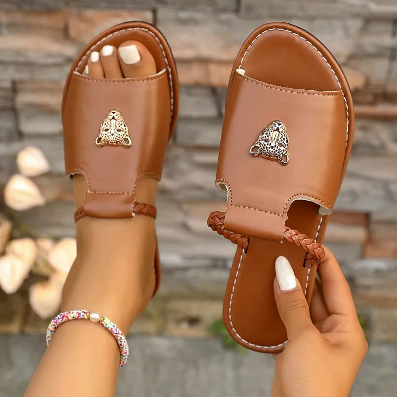 2025 Nuove scarpe da donna Pantofole piatte incrociate a testa quadrata Infradito semplici estive Le donne indossano pantofole Pantofola da spiaggia Femme