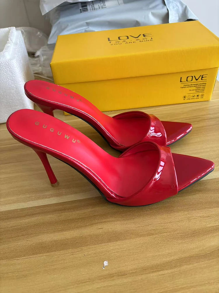 Pantofole da donna estive con tacco alto sottile sexy Pantofole da donna con punta aperta alla moda Sandali da festa spogliarellista da donna
