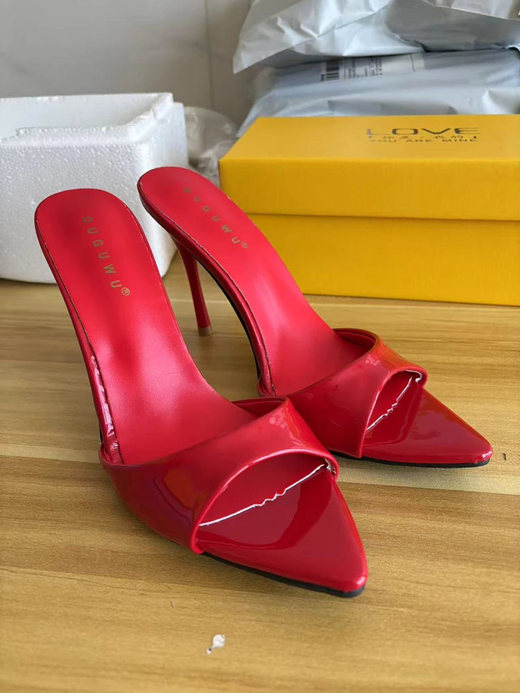 Pantofole da donna estive con tacco alto sottile sexy Pantofole da donna con punta aperta alla moda Sandali da festa spogliarellista da donna