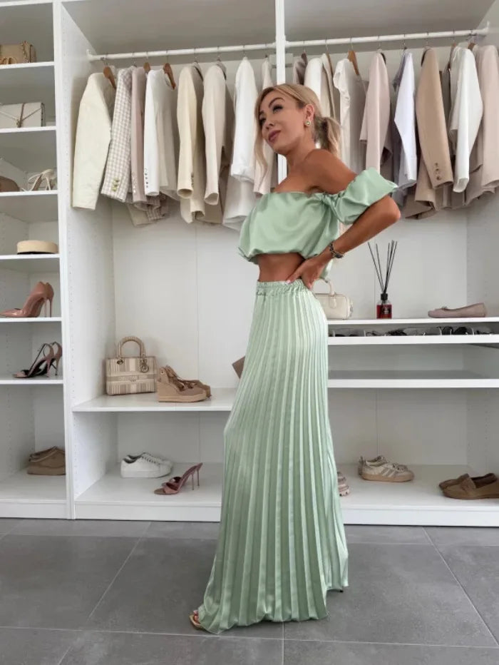 2025 moda estiva nuova donna elegante abito senza spalline casual tinta unita temperamento pantaloni elastici pieghevoli