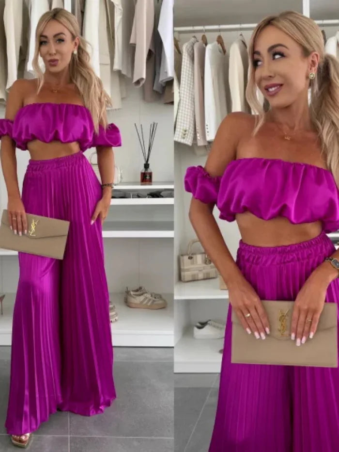 2025 moda estiva nuova donna elegante abito senza spalline casual tinta unita temperamento pantaloni elastici pieghevoli