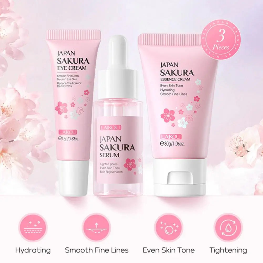 5/3 pz/set Sakura Set Per La Cura Della Pelle Crema Per Il Viso Siero Toner Detergente Per Il Viso Crema Solare Crema Per Gli Occhi Confezione Regalo Viso Set Per La Cura Della Pelle Prodotto
