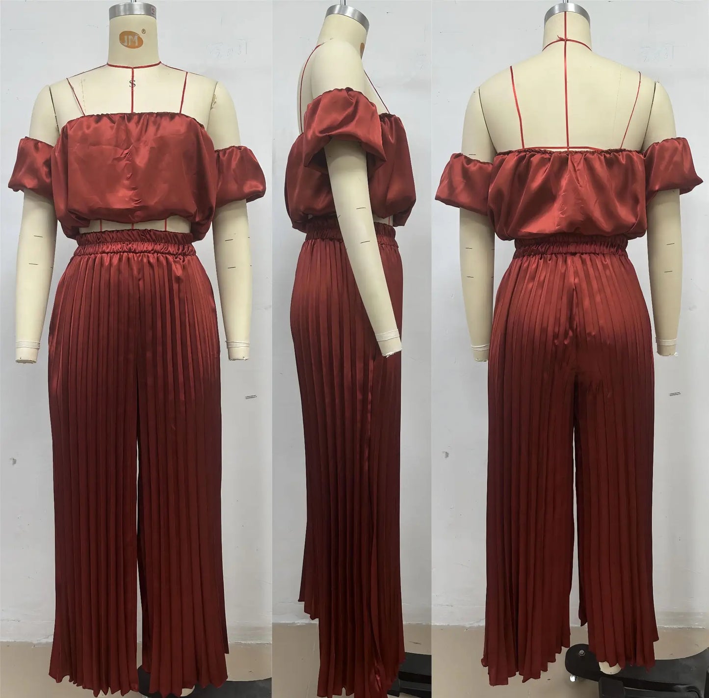 2025 moda estiva nuova donna elegante abito senza spalline casual tinta unita temperamento pantaloni elastici pieghevoli