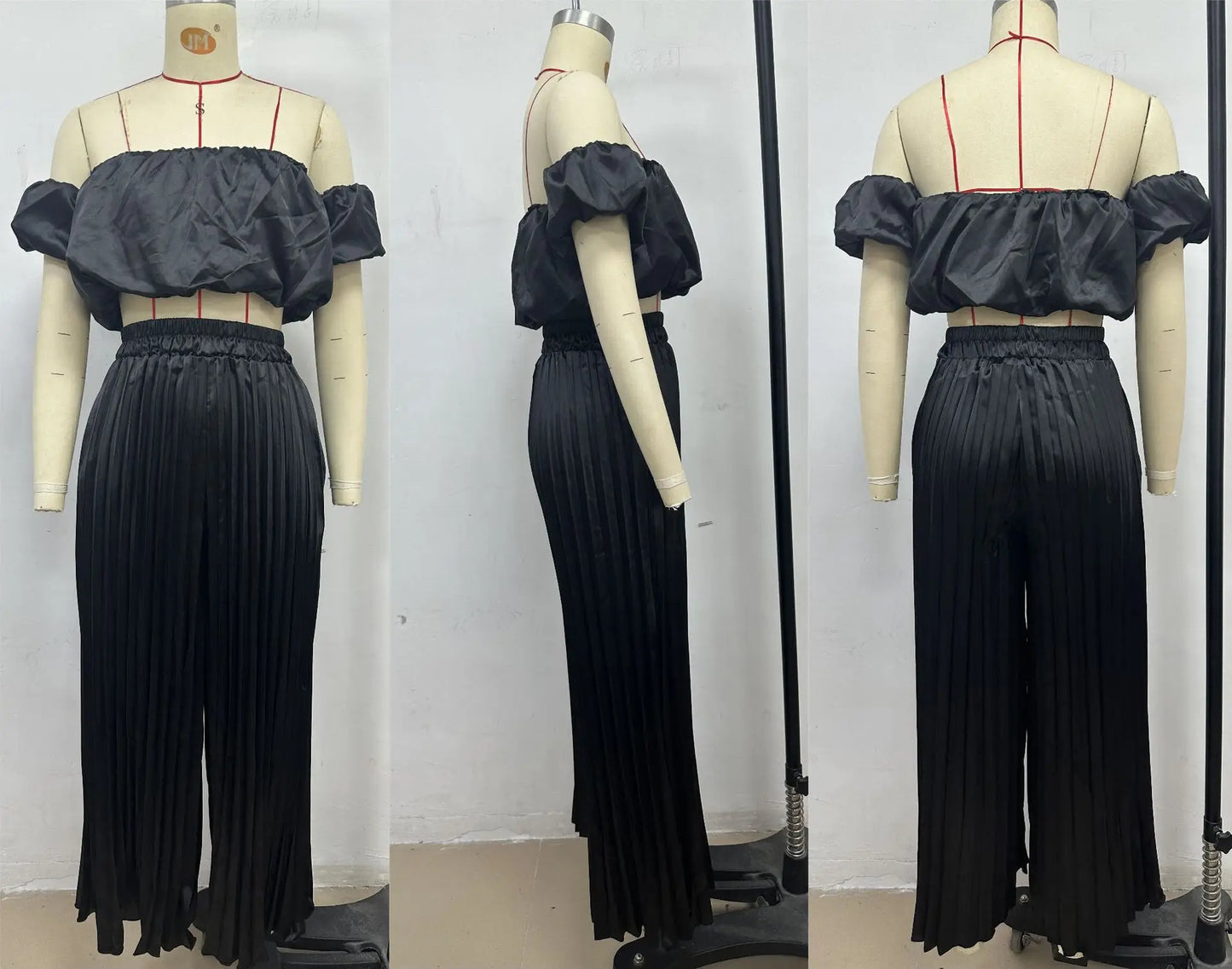 2025 moda estiva nuova donna elegante abito senza spalline casual tinta unita temperamento pantaloni elastici pieghevoli