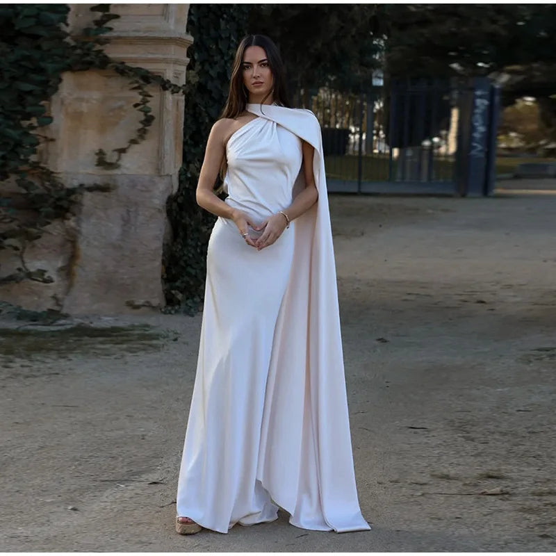 Elegante nastro solido Abito da donna con scollo all'americana con spalle scoperte Senza maniche Backless Slim Abiti lunghi femminili 2025 Estate New Chic Lady Robe