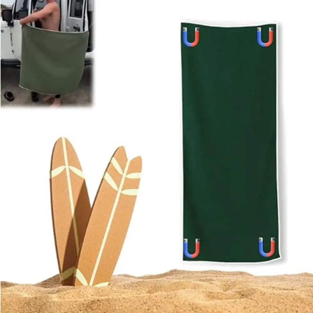 Nuovo telo da bagno magnetico multifunzionale per esterni Asciugamani magnetici portatili in pile di corallo Asciugamano da spiaggia ad asciugatura rapida Asciugamani da bagno in fibra