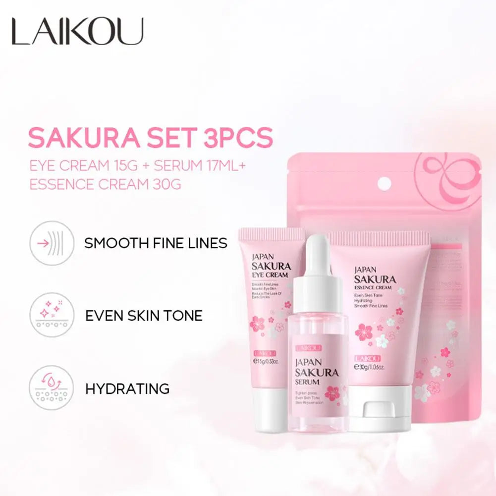 5/3 pz/set Sakura Set Per La Cura Della Pelle Crema Per Il Viso Siero Toner Detergente Per Il Viso Crema Solare Crema Per Gli Occhi Confezione Regalo Viso Set Per La Cura Della Pelle Prodotto
