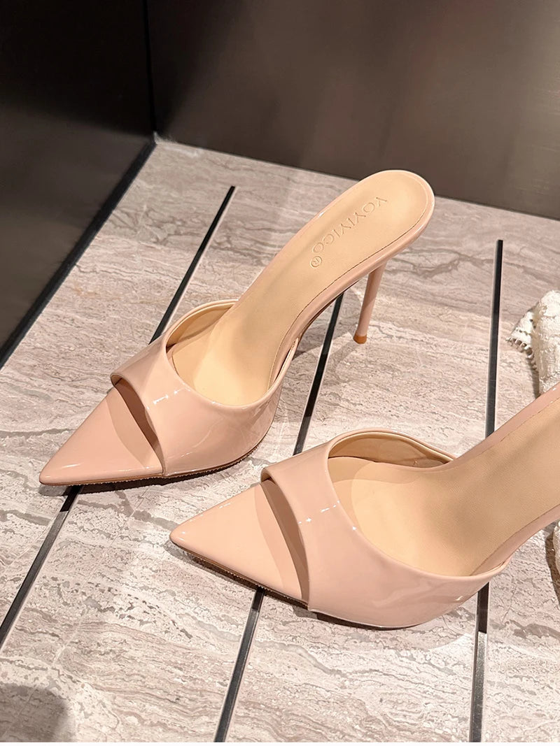 Pantofole da donna estive con tacco alto sottile sexy Pantofole da donna con punta aperta alla moda Sandali da festa spogliarellista da donna