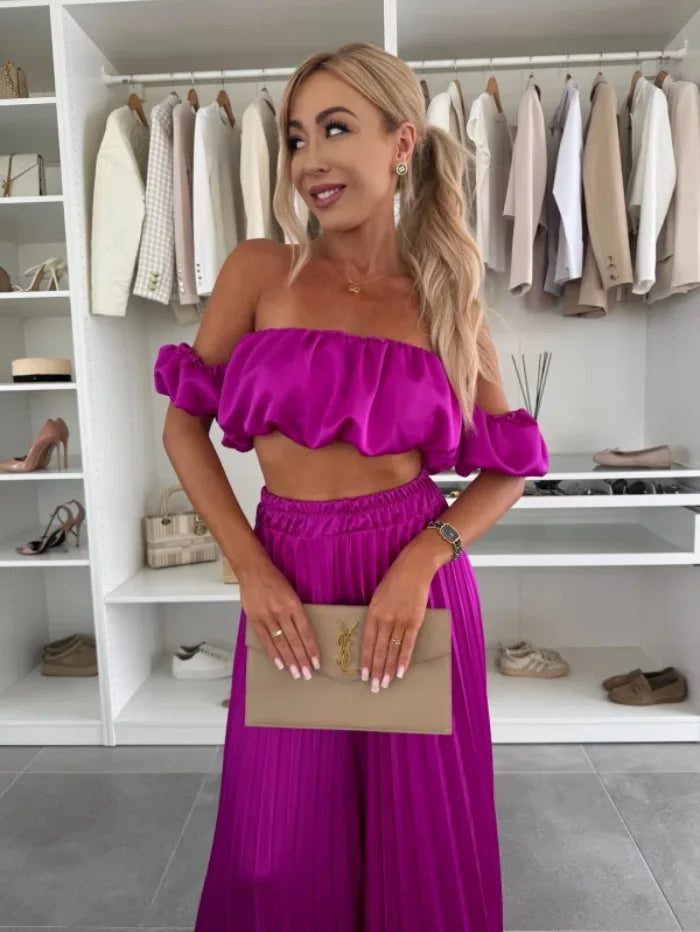 2025 moda estiva nuova donna elegante abito senza spalline casual tinta unita temperamento pantaloni elastici pieghevoli