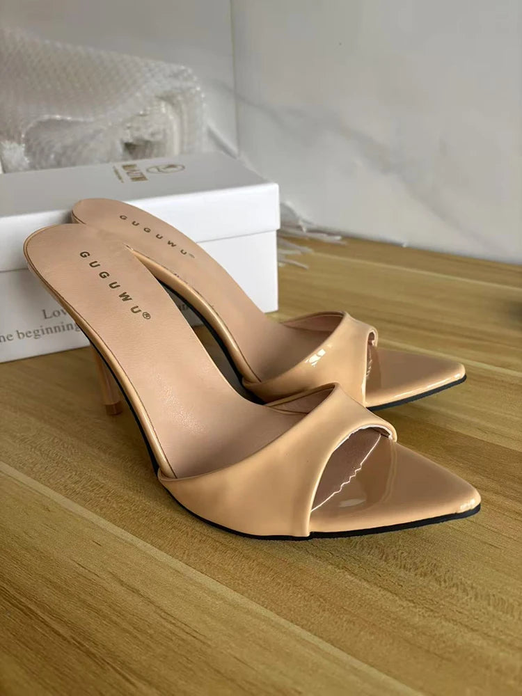Pantofole da donna estive con tacco alto sottile sexy Pantofole da donna con punta aperta alla moda Sandali da festa spogliarellista da donna