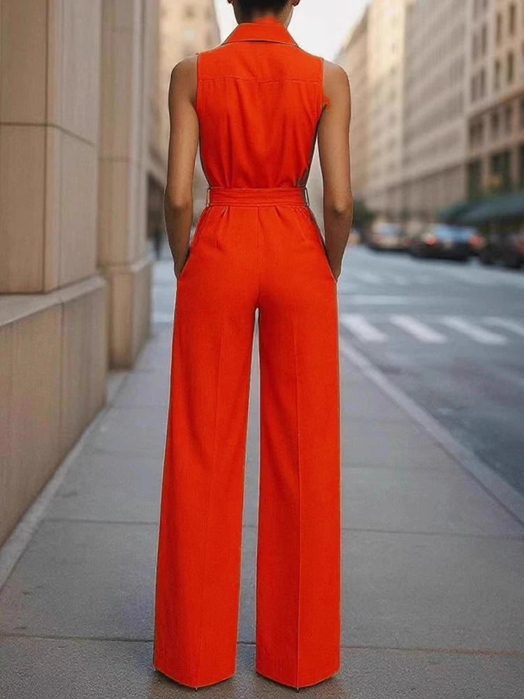 2025 Tute patchwork solide senza maniche, tute chic con colletto rovesciato per le vacanze estive da donna, tute semplici da donna con lacci
