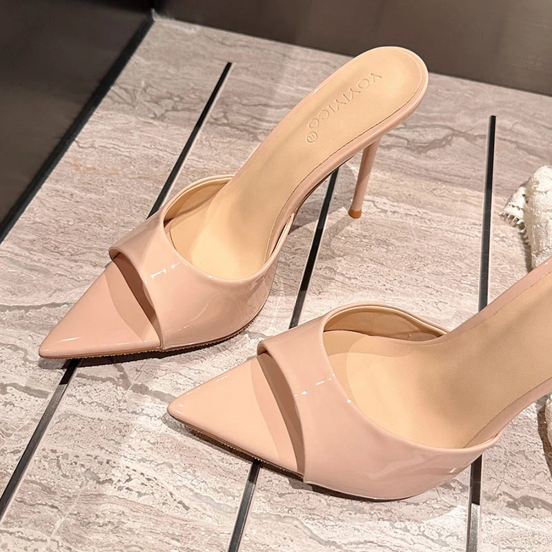Pantofole da donna estive con tacco alto sottile sexy Pantofole da donna con punta aperta alla moda Sandali da festa spogliarellista da donna