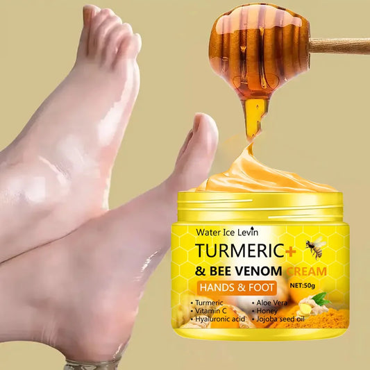 Crema per Piedi e Mani alla Curcuma e Veleno d'Ape - Antiscrenpolature Riparatrice Rimozione Pelle Morta 50g