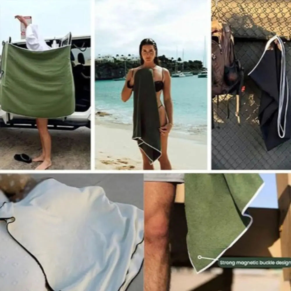 Nuovo telo da bagno magnetico multifunzionale per esterni Asciugamani magnetici portatili in pile di corallo Asciugamano da spiaggia ad asciugatura rapida Asciugamani da bagno in fibra