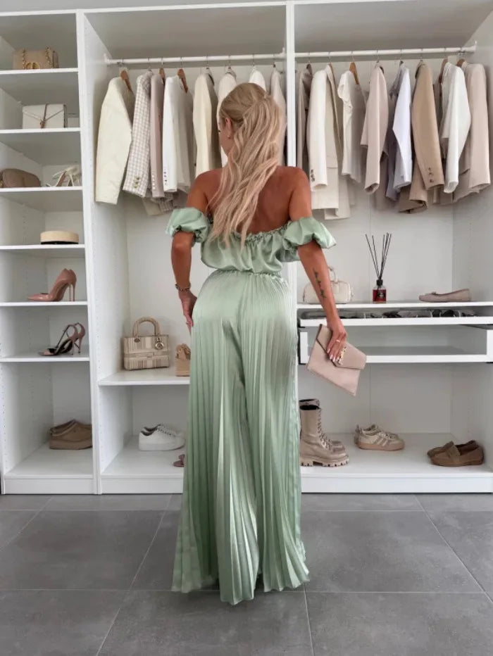 2025 moda estiva nuova donna elegante abito senza spalline casual tinta unita temperamento pantaloni elastici pieghevoli