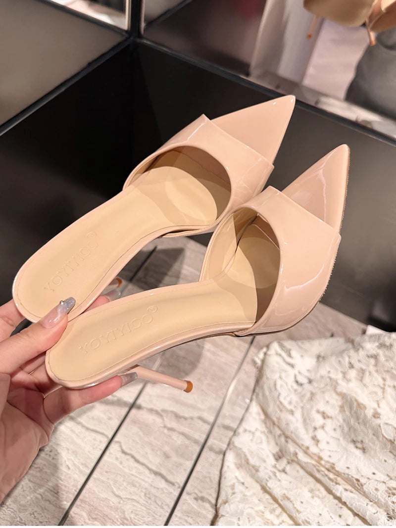 Pantofole da donna estive con tacco alto sottile sexy Pantofole da donna con punta aperta alla moda Sandali da festa spogliarellista da donna